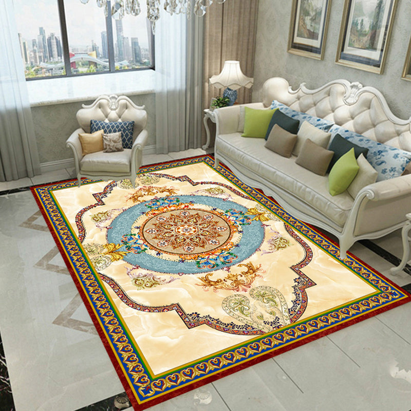 Multicolored Living Room Rug Nordic Flower Pattern Indoor Rug Synthetics Non-Slip Backing Easy Care Area Carpet Light Yellow Clearhalo 'Area Rug' 'Modern' 'Rugs' Rug' 2480846
