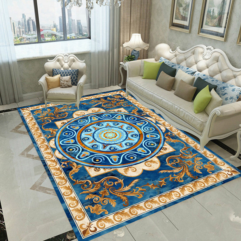 Multicolored Living Room Rug Nordic Flower Pattern Indoor Rug Synthetics Non-Slip Backing Easy Care Area Carpet Blue Clearhalo 'Area Rug' 'Modern' 'Rugs' Rug' 2480848