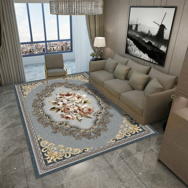 Multicolored Living Room Rug Nordic Flower Pattern Indoor Rug Synthetics Non-Slip Backing Easy Care Area Carpet Grey Clearhalo 'Area Rug' 'Modern' 'Rugs' Rug' 2480849