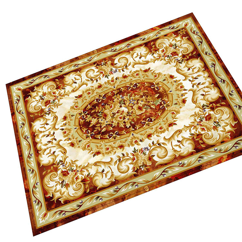 Novelty Floral Printed Rug Multi Color Polyster Area Carpet Anti-Slip Pet Friendly Washable Indoor Rug for Living Room Yellow-Red Clearhalo 'Area Rug' 'Modern' 'Rugs' Rug' 2480862