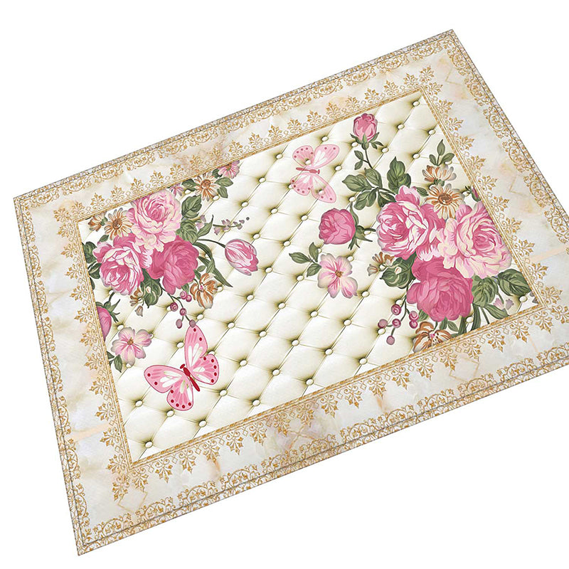 Novelty Floral Printed Rug Multi Color Polyster Area Carpet Anti-Slip Pet Friendly Washable Indoor Rug for Living Room Pink Clearhalo 'Area Rug' 'Modern' 'Rugs' Rug' 2480864