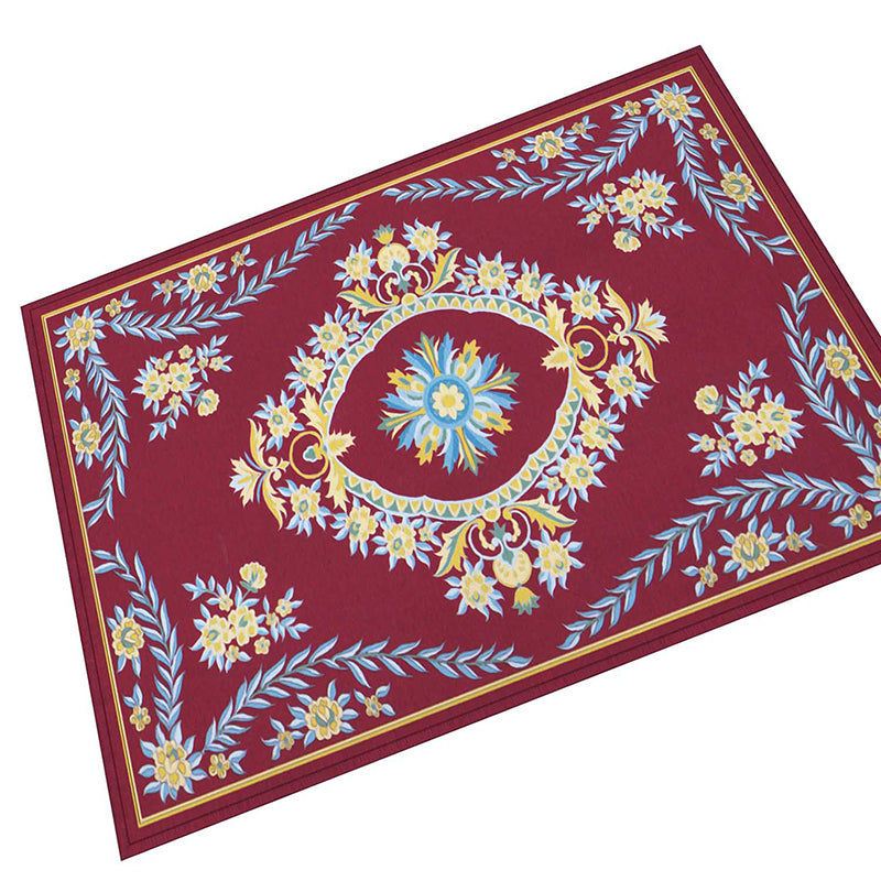 Novelty Floral Printed Rug Multi Color Polyster Area Carpet Anti-Slip Pet Friendly Washable Indoor Rug for Living Room Purple-Red Clearhalo 'Area Rug' 'Modern' 'Rugs' Rug' 2480866