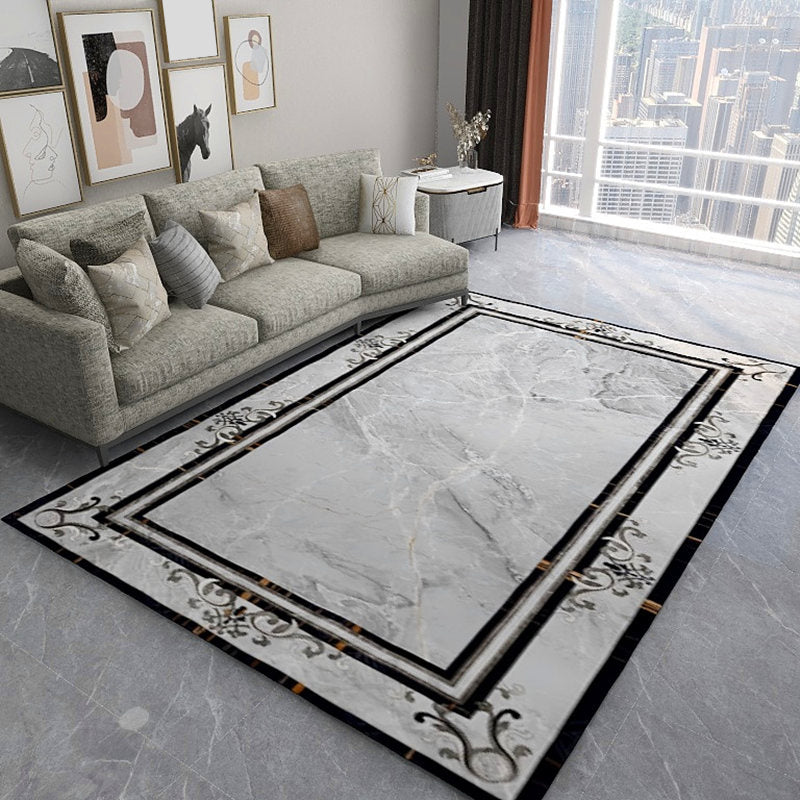 Scandinavian Living Room Rug Multicolored Plaid Printed Area Carpet Polyster Non-Slip Pet Friendly Area Rug Grey Clearhalo 'Area Rug' 'Modern' 'Rugs' Rug' 2480870