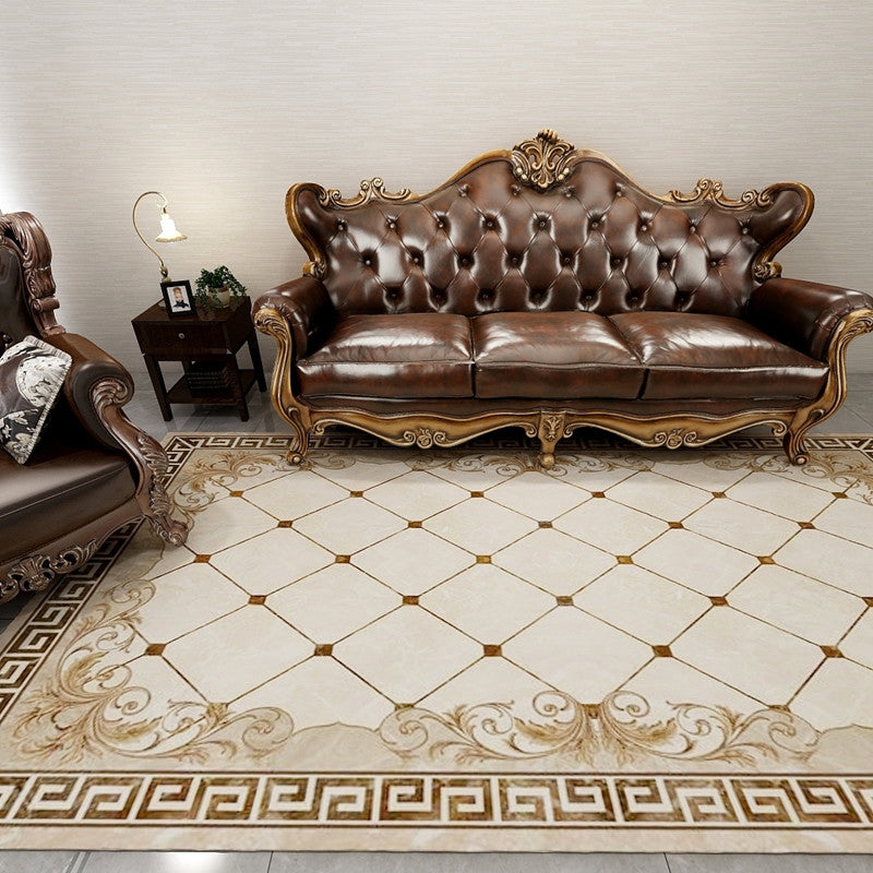 Scandinavian Living Room Rug Multicolored Plaid Printed Area Carpet Polyster Non-Slip Pet Friendly Area Rug Light Yellow Clearhalo 'Area Rug' 'Modern' 'Rugs' Rug' 2480871