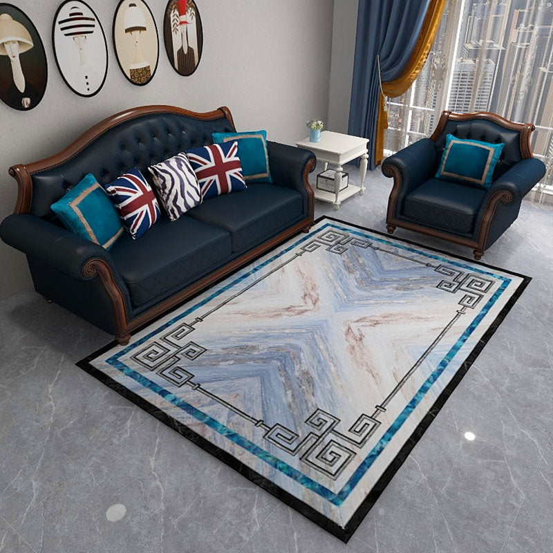 Scandinavian Living Room Rug Multicolored Plaid Printed Area Carpet Polyster Non-Slip Pet Friendly Area Rug Blue Clearhalo 'Area Rug' 'Modern' 'Rugs' Rug' 2480873