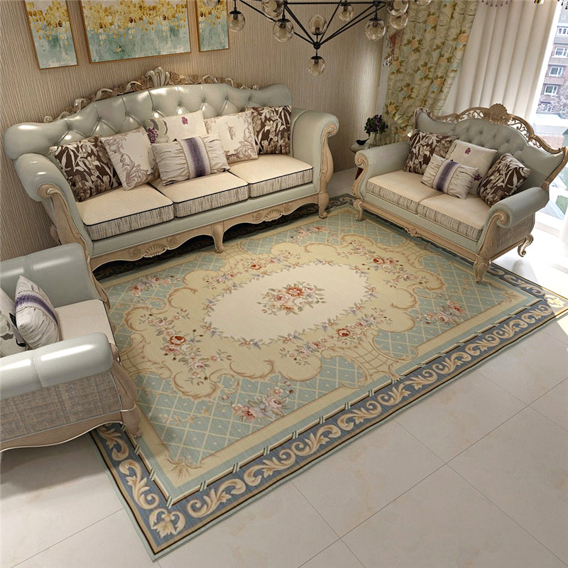 Scandinavian Living Room Rug Multicolored Plaid Printed Area Carpet Polyster Non-Slip Pet Friendly Area Rug Light Blue Clearhalo 'Area Rug' 'Modern' 'Rugs' Rug' 2480875