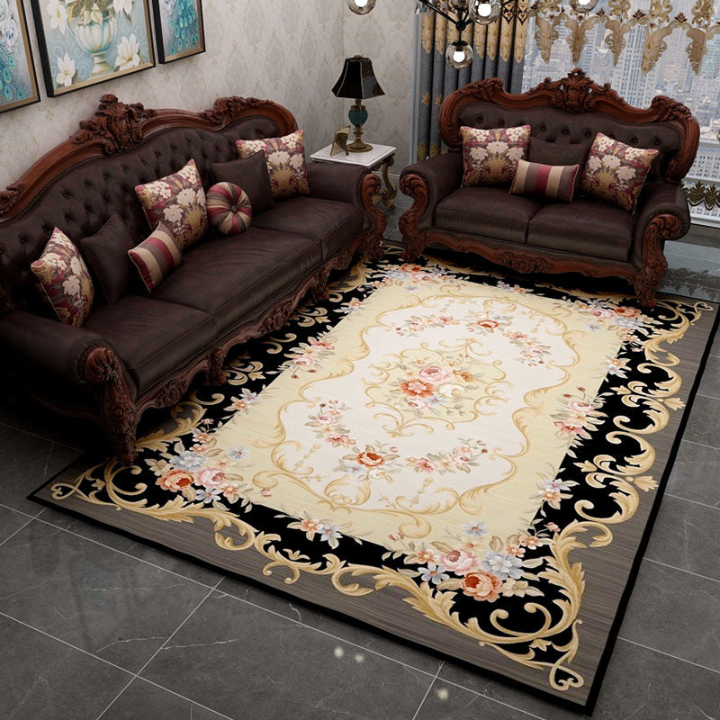 Scandinavian Living Room Rug Multicolored Plaid Printed Area Carpet Polyster Non-Slip Pet Friendly Area Rug Beige Clearhalo 'Area Rug' 'Modern' 'Rugs' Rug' 2480879