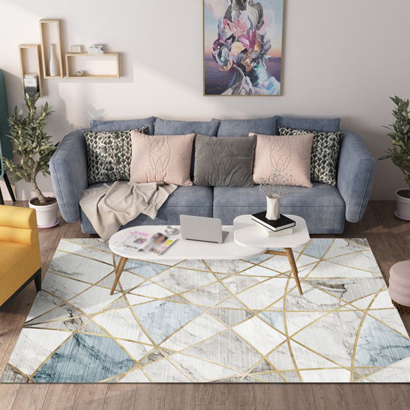 Contemporary Living Room Rug Multicolored Plaid Pattern Indoor Rug Polyster Anti-Slip Backing Stain-Resistant Area Carpet Gray-Blue Clearhalo 'Area Rug' 'Modern' 'Rugs' Rug' 2480884