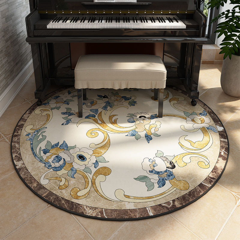 Modern Flower Printed Rug Multicolored Polyster Area Carpet Non-Slip Backing Stain-Resistant Indoor Rug for Living Room Blue-Yellow Clearhalo 'Area Rug' 'Modern' 'Rugs' Rug' 2480900