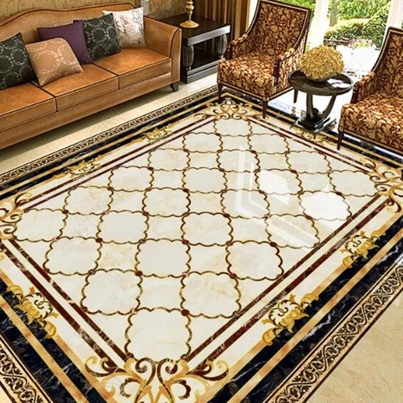 Multicolored Novelty Rug Cotton Blend Plaid Patterned Area Carpet Non-Slip Pet Friendly Indoor Rug for Living Room Yellow Clearhalo 'Area Rug' 'Modern' 'Rugs' Rug' 2480918