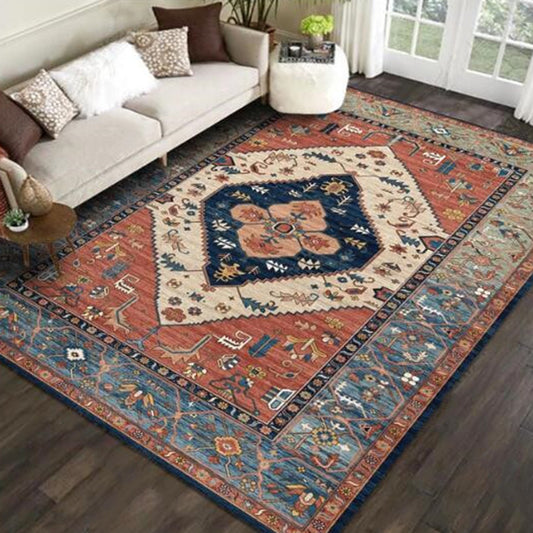 Multicolored Novelty Rug Cotton Blend Plaid Patterned Area Carpet Non-Slip Pet Friendly Indoor Rug for Living Room Orange Clearhalo 'Area Rug' 'Modern' 'Rugs' Rug' 2480919