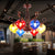 Red Brown Pine Chandelier Lamp Antique 6 Heads Colorful Glass Ceiling Pendant Light Red Brown Clearhalo 'Ceiling Lights' 'Chandeliers' 'Close To Ceiling Lights' 'Glass shade' 'Glass' Lighting' 248101
