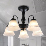 Black 3/5 Lights Ceiling Mount Traditional Frosted Glass Bell Semi Flush Light for Living Room Clearhalo 'Ceiling Lights' 'Close To Ceiling Lights' 'Close to ceiling' 'Glass shade' 'Glass' 'Semi-flushmount' Lighting' 248147
