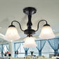 Black 3/5 Lights Ceiling Mount Traditional Frosted Glass Bell Semi Flush Light for Living Room Clearhalo 'Ceiling Lights' 'Close To Ceiling Lights' 'Close to ceiling' 'Glass shade' 'Glass' 'Semi-flushmount' Lighting' 248149