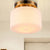 1 Light Flushmount Lighting Traditional Drum White Glass Ceiling Light in Brass for Living Room White Clearhalo 'Ceiling Lights' 'Close To Ceiling Lights' 'Close to ceiling' 'Flush mount' Lighting' 248172