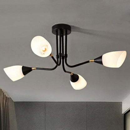 White 4/6/8 Lights Ceiling Mount Traditional Frosted Glass Sputnik Semi Flush Light for Bedroom 4 White Clearhalo 'Ceiling Lights' 'Close To Ceiling Lights' 'Close to ceiling' 'Glass shade' 'Glass' 'Semi-flushmount' Lighting' 248294