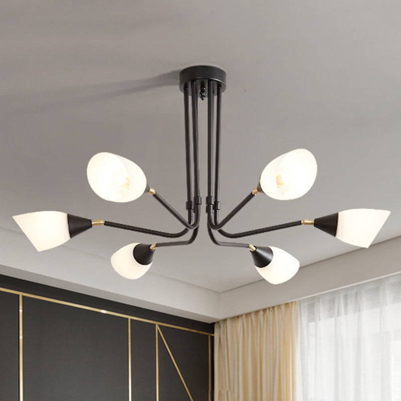 White 4/6/8 Lights Ceiling Mount Traditional Frosted Glass Sputnik Semi Flush Light for Bedroom Clearhalo 'Ceiling Lights' 'Close To Ceiling Lights' 'Close to ceiling' 'Glass shade' 'Glass' 'Semi-flushmount' Lighting' 248297