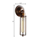 1/2/4-Light Cage Wall Sconce Lighting with Tube Shape Industrial Bronze Wrought Iron Wall Lamp for Dining Table Clearhalo 'Art deco wall lights' 'Cast Iron' 'Glass' 'Industrial wall lights' 'Industrial' 'Middle century wall lights' 'Modern' 'Rustic wall lights' 'Tiffany' 'Traditional wall lights' 'Wall Lamps & Sconces' 'Wall Lights' Lighting' 248308