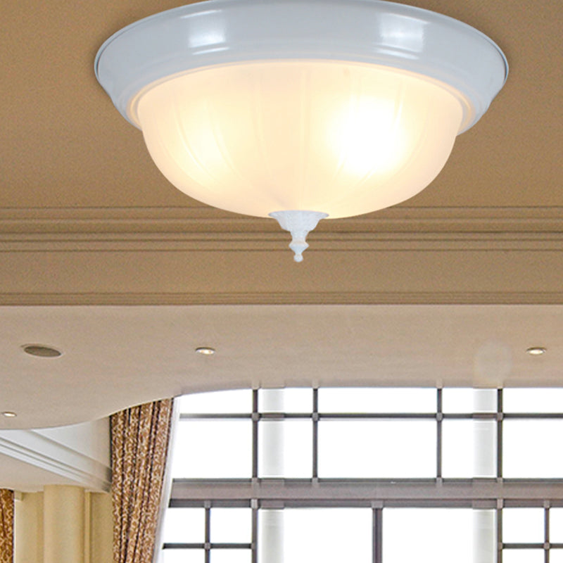 3 Lights Bowl Flush Light Fixture Traditional White Glass Ceiling Mount for Living Room, 13"/15"/19" Wide Clearhalo 'Ceiling Lights' 'Close To Ceiling Lights' 'Close to ceiling' 'Flush mount' Lighting' 248317