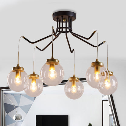 Globe Clear Glass Chandelier Lighting Classic 6/8 Lights Dining Room Pendant Lighting in Black 6 Black Clearhalo 'Ceiling Lights' 'Chandeliers' Lighting' options 248378_aaea7f17-5b95-4a76-a6e9-8330f0817f79