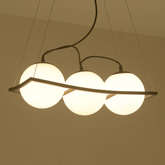 Globe Bedroom Pendant Chandelier Traditional Opal Glass 3/5 Lights Black Hanging Fixture Clearhalo 'Ceiling Lights' 'Chandeliers' Lighting' options 248402