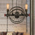 Rustic Style Exposed Bulb Hanging Light with Wheel Design 2 Lights Wrought Iron Pendant Chandelier in Bronze Bronze Clearhalo 'Cast Iron' 'Ceiling Lights' 'Chandeliers' 'Industrial Chandeliers' 'Industrial' 'Metal' 'Middle Century Chandeliers' 'Rustic Chandeliers' 'Tiffany' Lighting' 248436