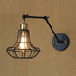 Black Globe/Teardrop Wall Sconce Lighting with Cage Shade Retro Metal 1 Light Arm Adjustable Wall Mount Light Clearhalo 'Art deco wall lights' 'Cast Iron' 'Glass' 'Industrial wall lights' 'Industrial' 'Middle century wall lights' 'Modern' 'Rustic wall lights' 'Tiffany' 'Traditional wall lights' 'Wall Lamps & Sconces' 'Wall Lights' Lighting' 248451