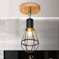1 Bulb Wire Cage Semi-Flush Ceiling Fixture Industrial Loft Black Metallic Rotatable Ceiling Mounted Fixture, 4"/5.5" Dia Clearhalo 'Ceiling Lights' 'Close To Ceiling Lights' 'Close to ceiling' 'Semi-flushmount' Lighting' 248566