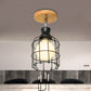1 Bulb Wire Cage Semi-Flush Ceiling Fixture Industrial Loft Black Metallic Rotatable Ceiling Mounted Fixture, 4"/5.5" Dia Clearhalo 'Ceiling Lights' 'Close To Ceiling Lights' 'Close to ceiling' 'Semi-flushmount' Lighting' 248568