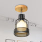1 Bulb Wire Cage Semi-Flush Ceiling Fixture Industrial Loft Black Metallic Rotatable Ceiling Mounted Fixture, 4"/5.5" Dia Clearhalo 'Ceiling Lights' 'Close To Ceiling Lights' 'Close to ceiling' 'Semi-flushmount' Lighting' 248570