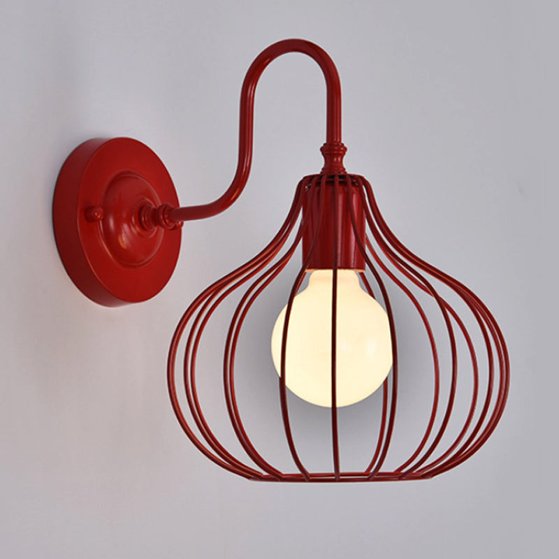 1 Light Onion Wall Sconce Lighting Loft Style Black/White Metallic Mini Wall Lighting with Gooseneck Arm for Bedroom Clearhalo 'Art deco wall lights' 'Cast Iron' 'Glass' 'Industrial wall lights' 'Industrial' 'Middle century wall lights' 'Modern' 'Rustic wall lights' 'Tiffany' 'Traditional wall lights' 'Wall Lamps & Sconces' 'Wall Lights' Lighting' 248574