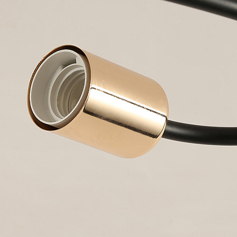 3/6/8 Lights Metal Semi Flush Light Traditional Black Exposed Bulb Living Room Ceiling Lighting Clearhalo 'Ceiling Lights' 'Close To Ceiling Lights' 'Close to ceiling' 'Semi-flushmount' Lighting' 248616