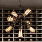 Bronze 7 Bulbs Chandelier Light Fixture Antique Style Metal Pipe Hanging Lighting with Exposed Bulb Clearhalo 'Cast Iron' 'Ceiling Lights' 'Chandeliers' 'Industrial Chandeliers' 'Industrial' 'Metal' 'Middle Century Chandeliers' 'Rustic Chandeliers' 'Tiffany' Lighting' 248651