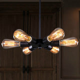 Industrial Exposed Pendant Light 6 Bulbs Metallic Adjustable Chandelier Lighting in Black for Study Room Black Clearhalo 'Cast Iron' 'Ceiling Lights' 'Chandeliers' 'Industrial Chandeliers' 'Industrial' 'Metal' 'Middle Century Chandeliers' 'Rustic Chandeliers' 'Tiffany' Lighting' 248806