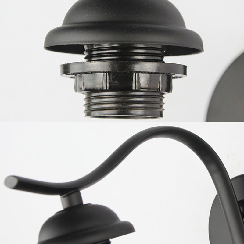 Mediterranean Dome Wall Lighting with Curved Arm Stained Glass 1 Light Sconce Light in White/Clear Clearhalo 'Industrial' 'Middle century wall lights' 'Tiffany wall lights' 'Tiffany' 'Wall Lamps & Sconces' 'Wall Lights' Lighting' 24882