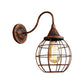 Rustic Style Ball Cage Wall Lighting with Gooseneck Arm 1 Bulb Iron Wall Sconce in Rust/Black Finish Clearhalo 'Art deco wall lights' 'Cast Iron' 'Glass' 'Industrial wall lights' 'Industrial' 'Middle century wall lights' 'Modern' 'Rustic wall lights' 'Tiffany' 'Traditional wall lights' 'Wall Lamps & Sconces' 'Wall Lights' Lighting' 248821