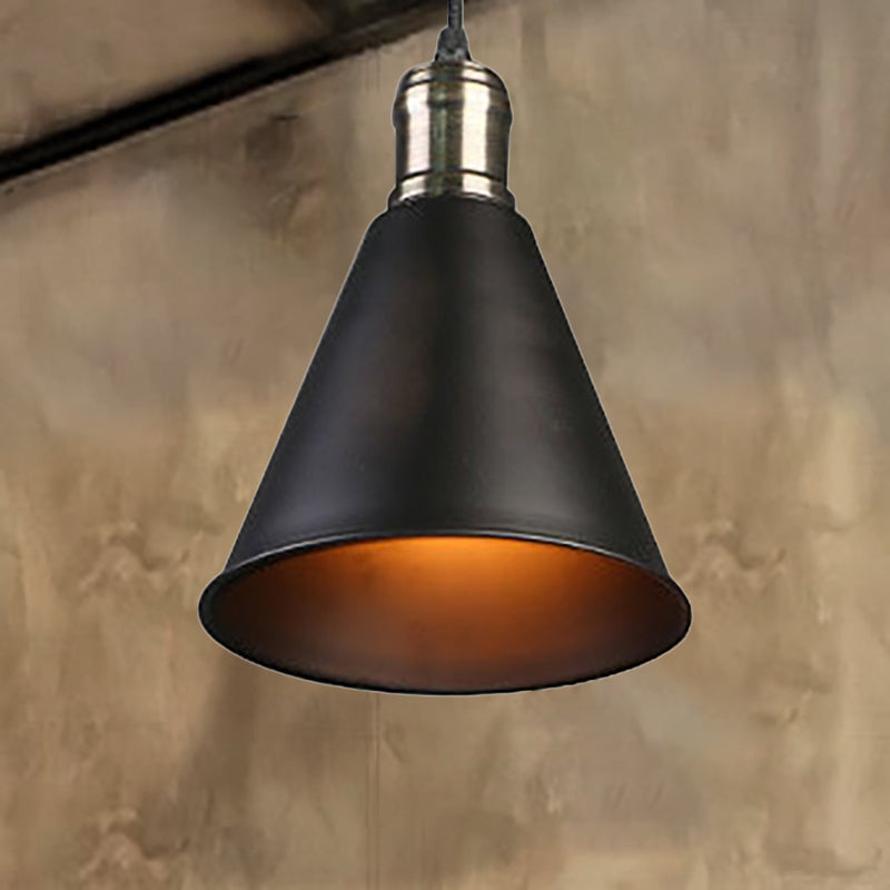 Metal Black Pendant Lamp Tapered Shade 1 Bulb Industrial Stylish Hanging Ceiling Light for Kitchen Black Clearhalo 'Art Deco Pendants' 'Black' 'Cast Iron' 'Ceiling Lights' 'Ceramic' 'Crystal' 'Industrial Pendants' 'Industrial' 'Metal' 'Middle Century Pendants' 'Pendant Lights' 'Pendants' 'Rustic Pendants' 'Tiffany' Lighting' 248946