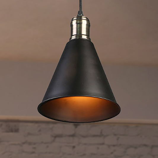 Metal Black Pendant Lamp Tapered Shade 1 Bulb Industrial Stylish Hanging Ceiling Light for Kitchen Clearhalo 'Art Deco Pendants' 'Black' 'Cast Iron' 'Ceiling Lights' 'Ceramic' 'Crystal' 'Industrial Pendants' 'Industrial' 'Metal' 'Middle Century Pendants' 'Pendant Lights' 'Pendants' 'Rustic Pendants' 'Tiffany' Lighting' 248947