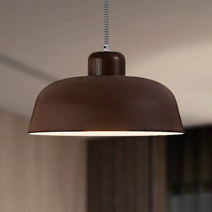12"/15" W Bowl Shade Dining Table Ceiling Hanging Light Vintage Style Metallic 1 Light Brown/Black Pendant Lamp Brown Clearhalo 'Ceiling Lights' 'Modern Pendants' 'Modern' 'Pendant Lights' 'Pendants' Lighting' 248985