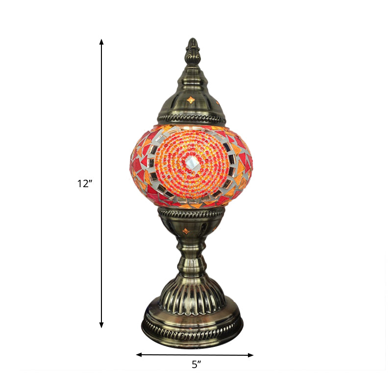 Spherical Table Lamp Traditionary Blue/Green/Fluorescent Yellow Glass 1 Bulb Living Room Task Lighting Clearhalo 'Lamps' 'Table Lamps' Lighting' 248995