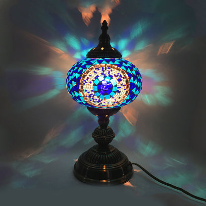 Sphere Task Lighting Traditionary Red/Blue/Gold Glass 1 Head Living Room Small Desk Lamp Blue Clearhalo 'Lamps' 'Table Lamps' Lighting' 249086