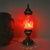 1 Bulb Cylinder Task Lighting Tradition Red/Blue Glass Night Table Lamp with Brass Metal Base Red Clearhalo 'Lamps' 'Table Lamps' Lighting' 249152