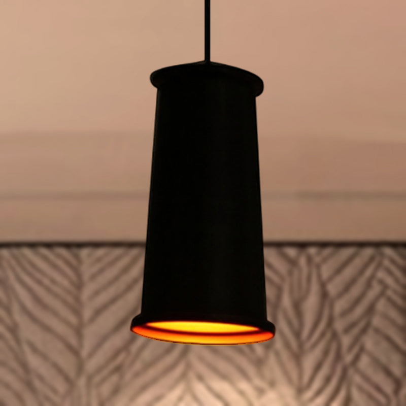 1 Bulb Pendant Light with Tapered Shade Metallic Vintage Style Dining Room Suspension Light in Black/White/Bronze Clearhalo 'Ceiling Lights' 'Modern Pendants' 'Modern' 'Pendant Lights' 'Pendants' Lighting' 249245