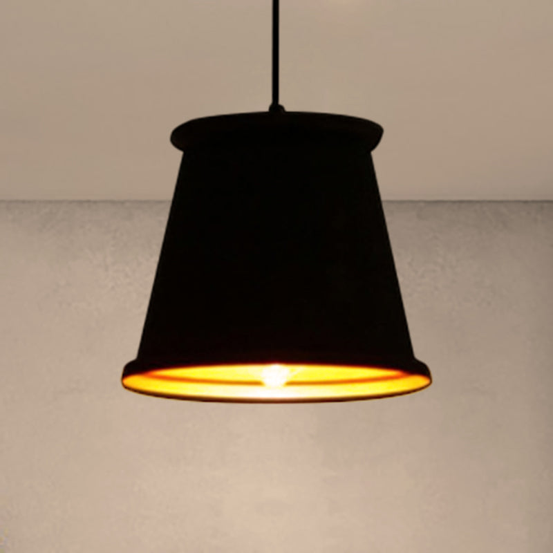 1 Bulb Pendant Light with Tapered Shade Metallic Vintage Style Dining Room Suspension Light in Black/White/Bronze Black B Clearhalo 'Ceiling Lights' 'Modern Pendants' 'Modern' 'Pendant Lights' 'Pendants' Lighting' 249246