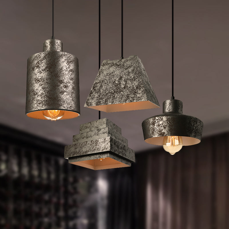 Square/Trapezoid/Set of 4 Metal Pendant Light Antique Style 1 Light Restaurant Hanging Lamp with Adjustable Cord in Aged Black Antique Black Set of 4 Clearhalo 'Art Deco Pendants' 'Black' 'Cast Iron' 'Ceiling Lights' 'Ceramic' 'Crystal' 'Industrial Pendants' 'Industrial' 'Metal' 'Middle Century Pendants' 'Modern Pendants' 'Modern' 'Pendant Lights' 'Pendants' 'Rustic Pendants' 'Tiffany' Lighting' 249264