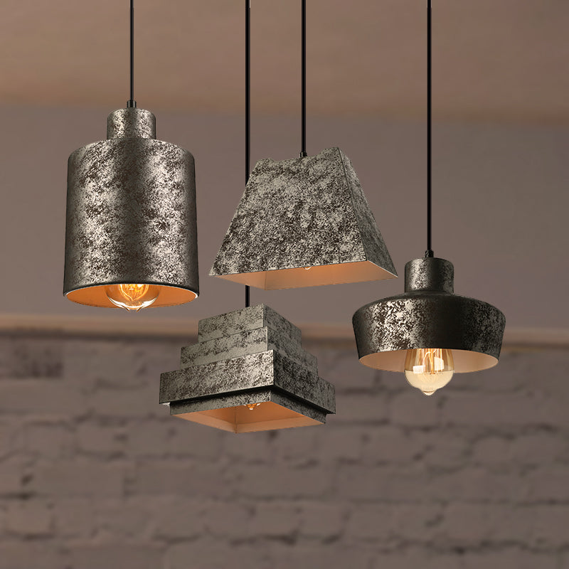 Square/Trapezoid/Set of 4 Metal Pendant Light Antique Style 1 Light Restaurant Hanging Lamp with Adjustable Cord in Aged Black Clearhalo 'Art Deco Pendants' 'Black' 'Cast Iron' 'Ceiling Lights' 'Ceramic' 'Crystal' 'Industrial Pendants' 'Industrial' 'Metal' 'Middle Century Pendants' 'Modern Pendants' 'Modern' 'Pendant Lights' 'Pendants' 'Rustic Pendants' 'Tiffany' Lighting' 249265