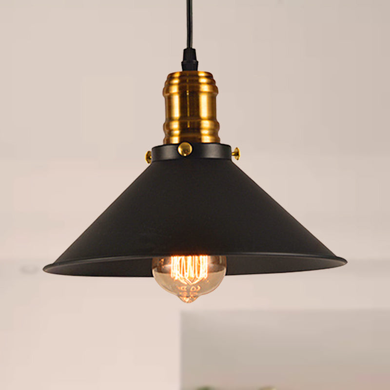 1/2/3-Pack Cone Metal Ceiling Pendant Vintage Stylish 1 Light Dining Room Pendant Light in Black, 10"/12"/14" Width Black 1 Clearhalo 'Art Deco Pendants' 'Black' 'Cast Iron' 'Ceiling Lights' 'Ceramic' 'Crystal' 'Industrial Pendants' 'Industrial' 'Metal' 'Middle Century Pendants' 'Pendant Lights' 'Pendants' 'Rustic Pendants' 'Tiffany' Lighting' 249314