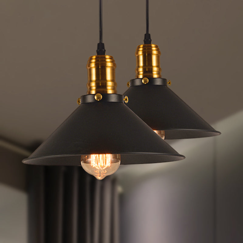 1/2/3-Pack Cone Metal Ceiling Pendant Vintage Stylish 1 Light Dining Room Pendant Light in Black, 10"/12"/14" Width Black 2 Clearhalo 'Art Deco Pendants' 'Black' 'Cast Iron' 'Ceiling Lights' 'Ceramic' 'Crystal' 'Industrial Pendants' 'Industrial' 'Metal' 'Middle Century Pendants' 'Pendant Lights' 'Pendants' 'Rustic Pendants' 'Tiffany' Lighting' 249316