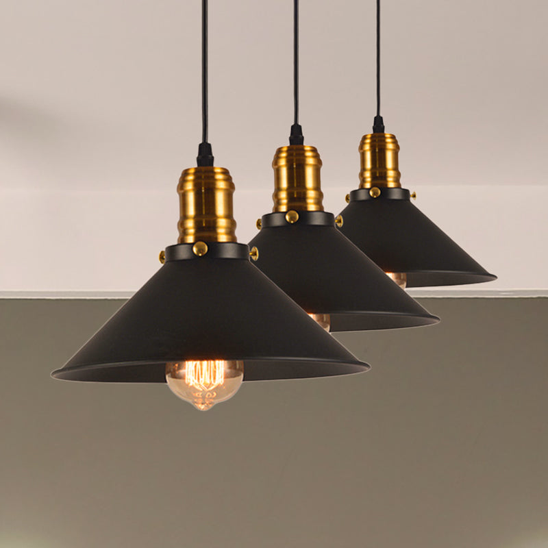 1/2/3-Pack Cone Metal Ceiling Pendant Vintage Stylish 1 Light Dining Room Pendant Light in Black, 10"/12"/14" Width Black 3 Clearhalo 'Art Deco Pendants' 'Black' 'Cast Iron' 'Ceiling Lights' 'Ceramic' 'Crystal' 'Industrial Pendants' 'Industrial' 'Metal' 'Middle Century Pendants' 'Pendant Lights' 'Pendants' 'Rustic Pendants' 'Tiffany' Lighting' 249318