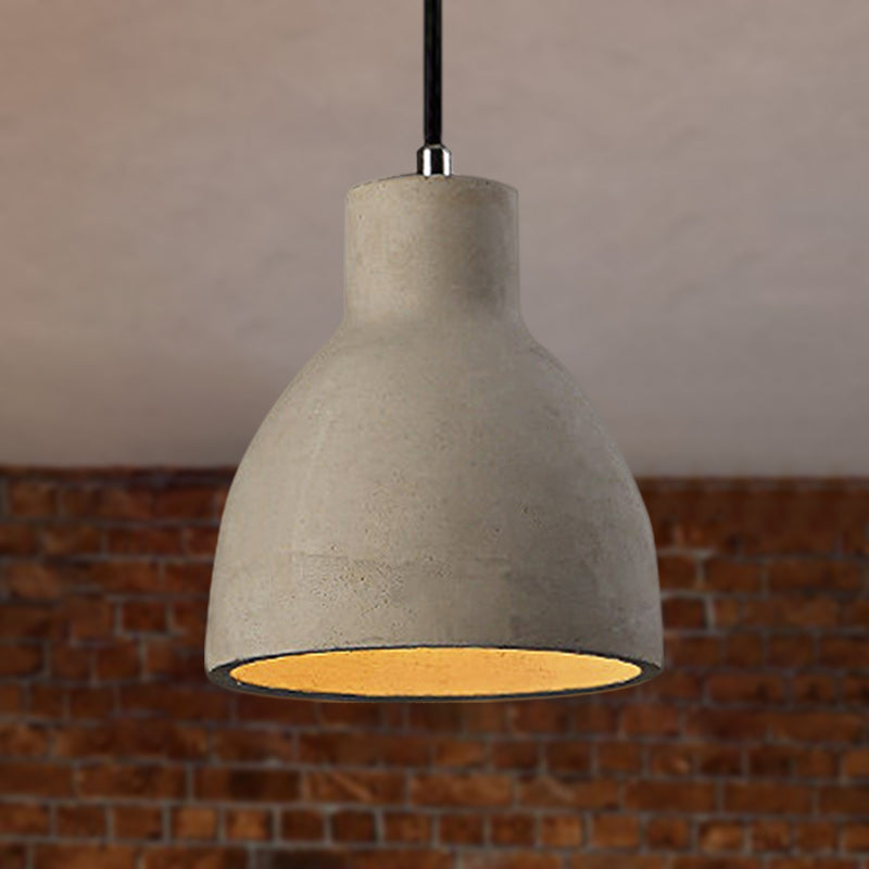 6.5"/8.5"/10.5" Dia Barn/Cylinder/Dome Cement Pendant Lighting Industrial 1 Light Dining Table Ceiling Light Fixture with Adjustable Cord in Grey Clearhalo 'Ceiling Lights' 'Modern Pendants' 'Modern' 'Pendant Lights' 'Pendants' Lighting' 249341